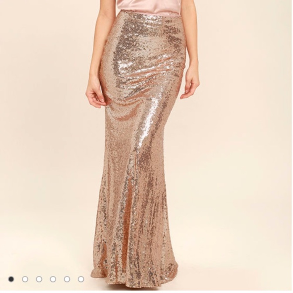 Effervescent Evening Gold Sequin Maxi Skirt